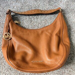 Michael Kors Lydia brown leather hobo shoulder bag with studs new with tag
